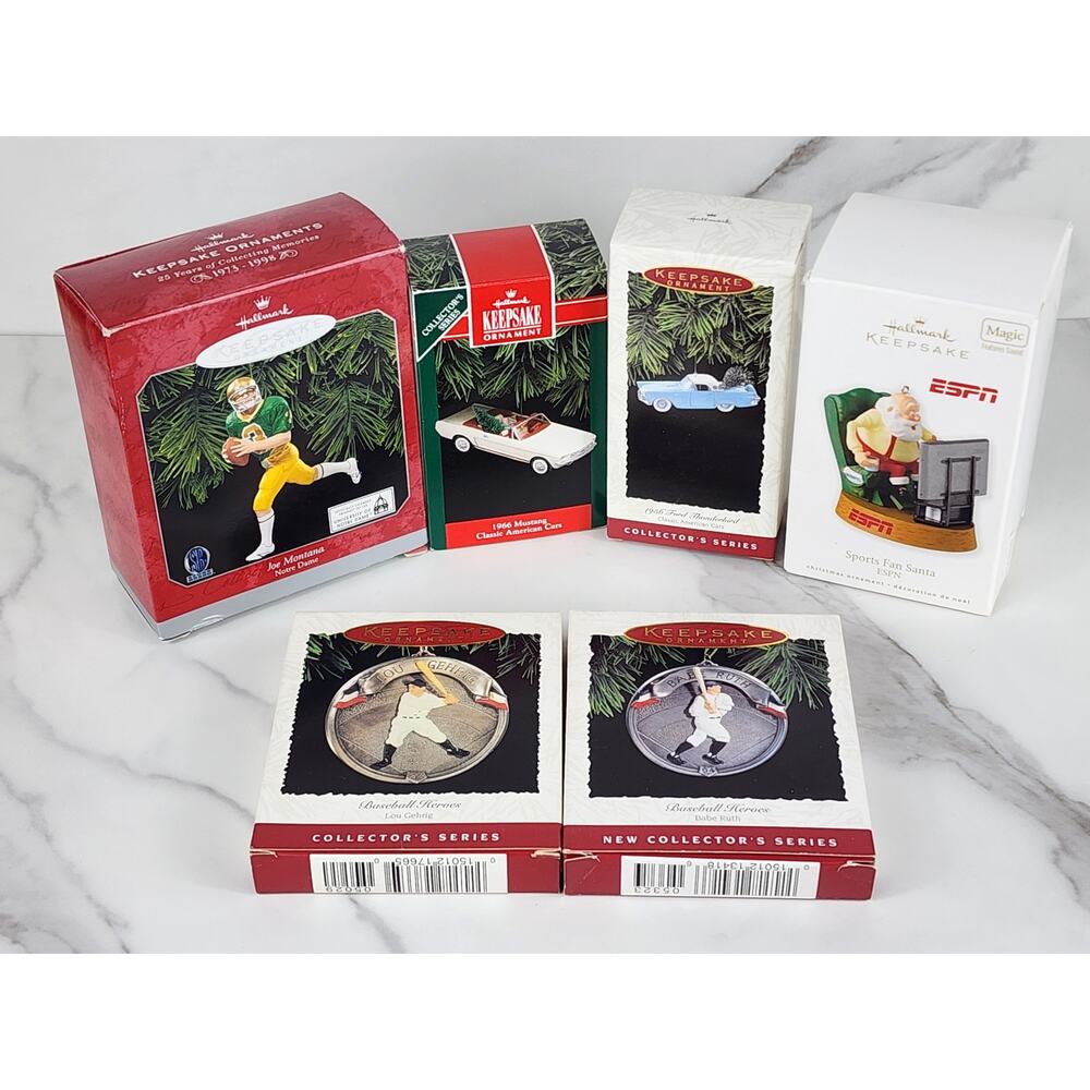 Hallmark Tree Christmas Sport Ornament Figurine Joe Montana Cars Mustang 1966 x6